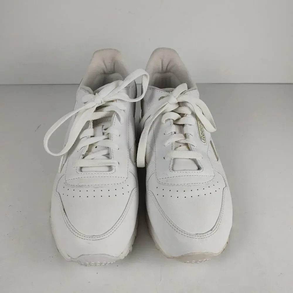 VTG 90s Reebok Classic leather chromed white sneakers womens 9.5 OG box